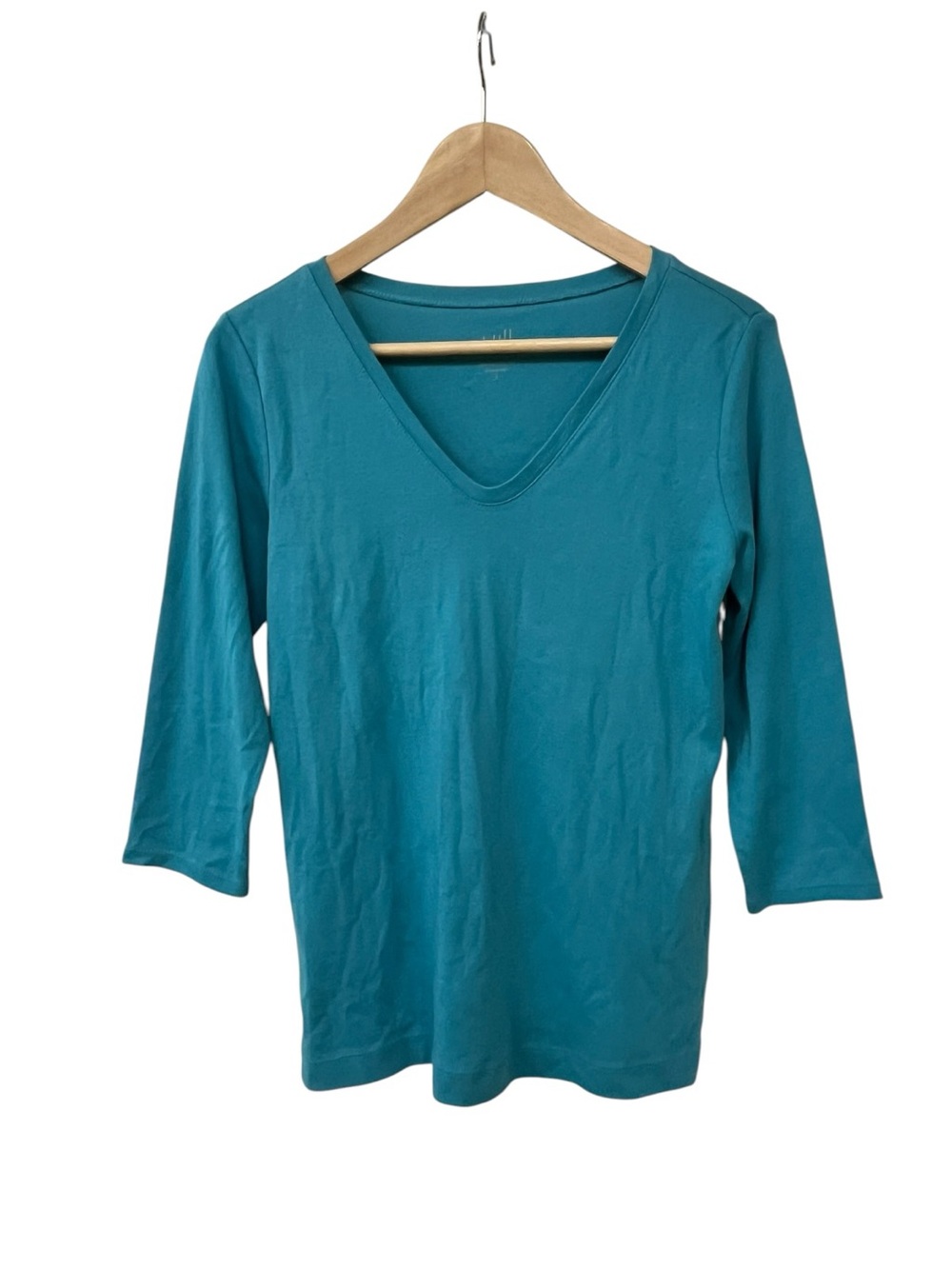 NWT J. Jill Pima Cotton V-Neck Ballet Sleeve Tee 3/4 Sleeve Blue Top S